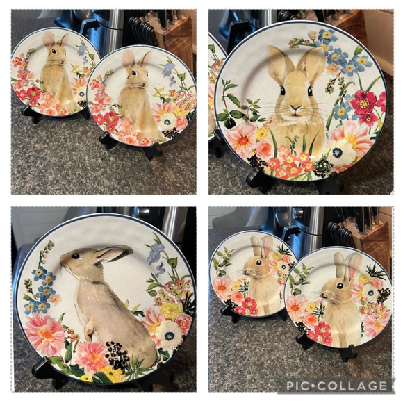 Pottery Barn Dining Pottery Barn Set Of Floral Bunny Plates
